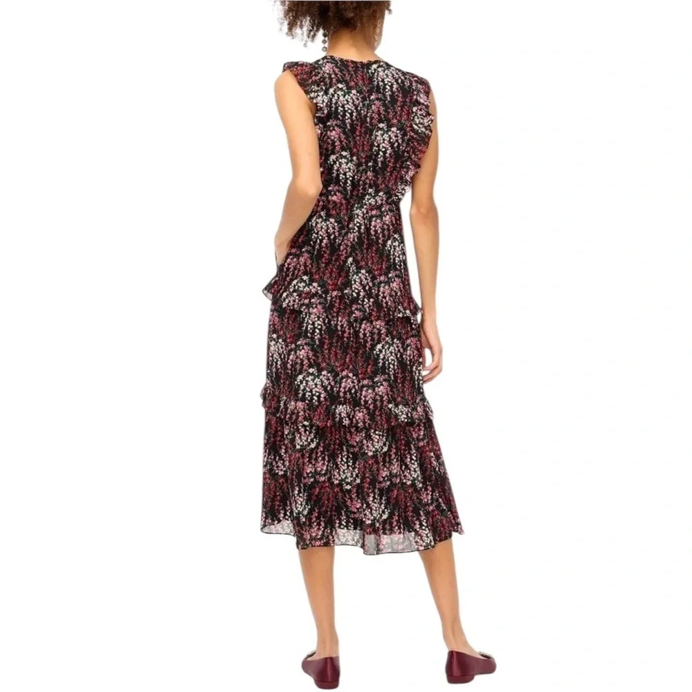 J.Crew Floral Ruffled Tiered Midi Dress